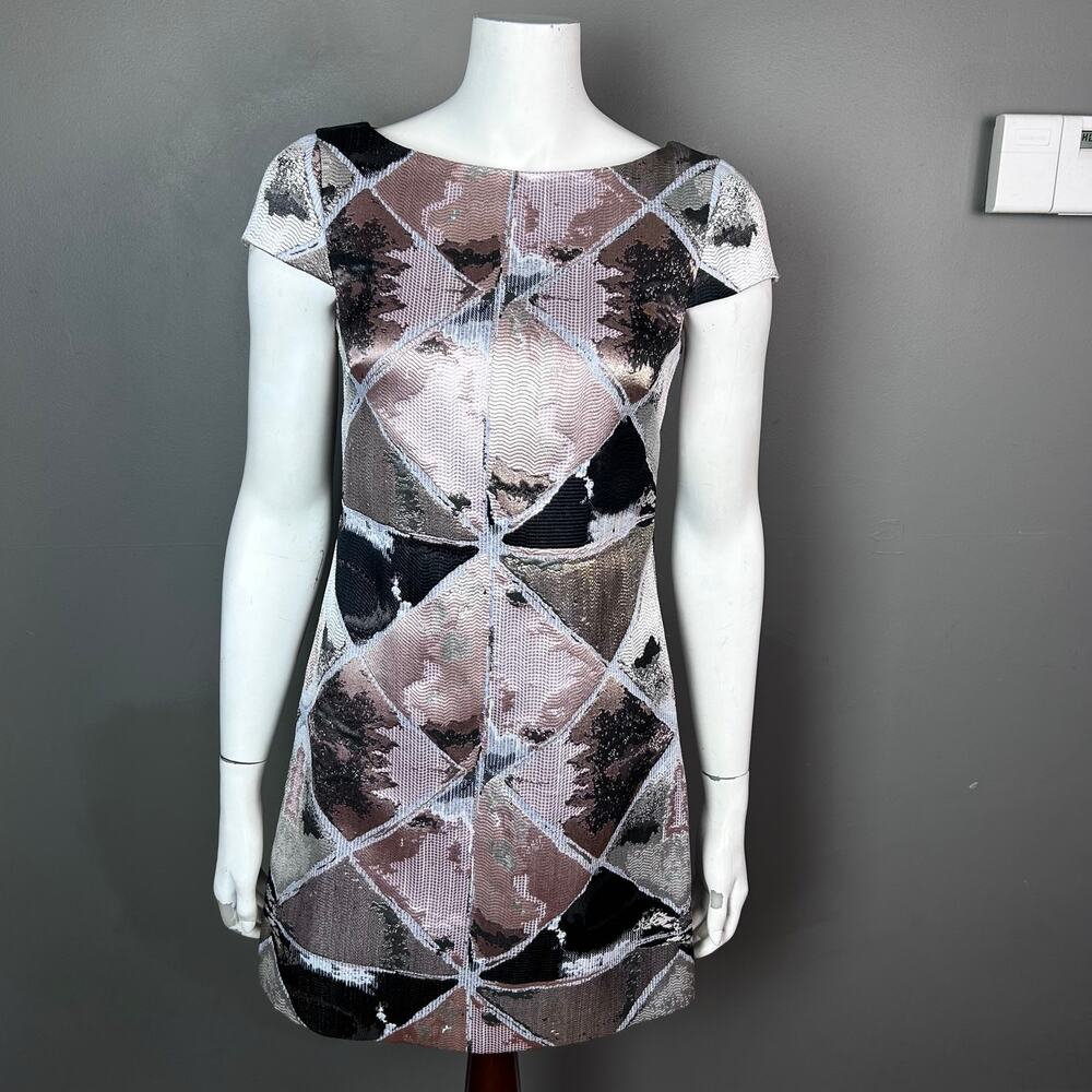 Vince Camuto dress size 2 metallic rose gold‎ mini holiday shimmer NEW sleek